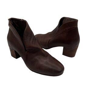 Antelope Brown Slip-on Block Heel Ankle Boots Size 40 Women’s